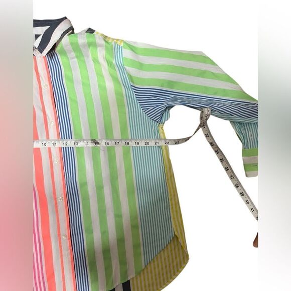Vilagallo Donia Shirt 46 xl multicolored stripes vibrant button down blouse top - Picture 6 of 7